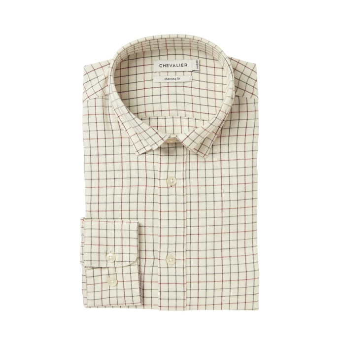 Koszula męska Chevalier Redway Shooting Fit Wool Dark Red Tattersall (1060218-C3012)